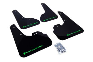 Mazda Mazdaspeed3 Mud Flaps - Rally Armor - UR Black Flap/Green Logo - Black - `10-`13 Mazda Mazdaspeed3 Mud Flaps - Rally Armor - UR Black Flap/Green Logo - Black - `10-`13